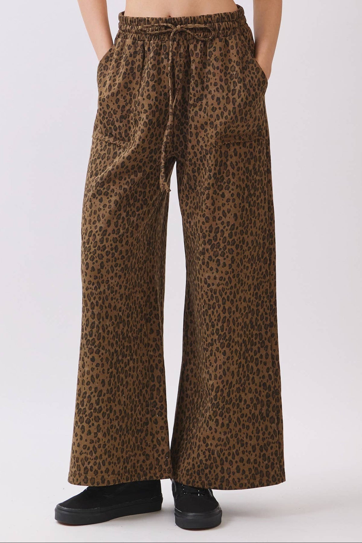 Leopard Wide Leg Drawstring Pants