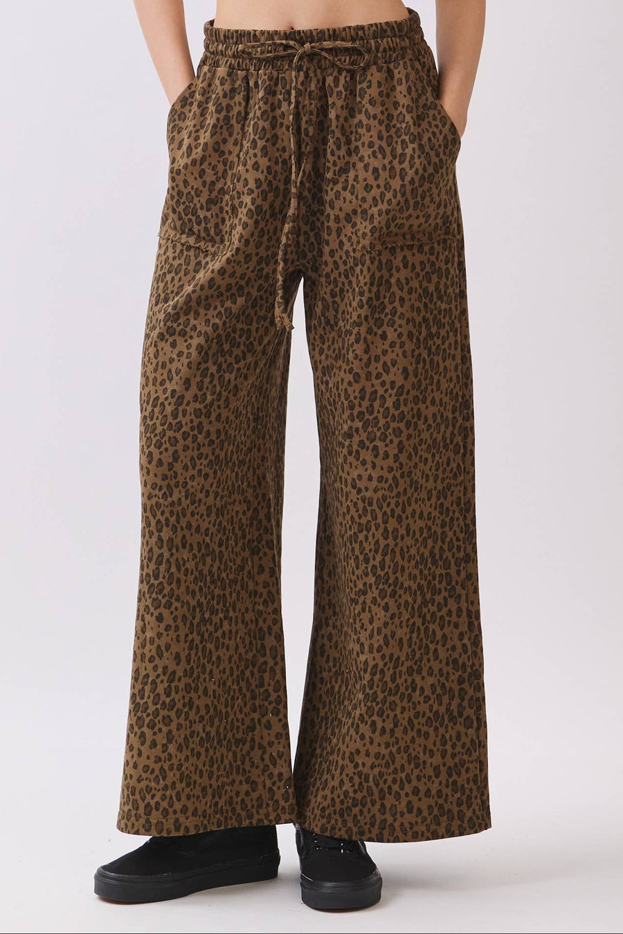 Leopard Wide Leg Drawstring Pants