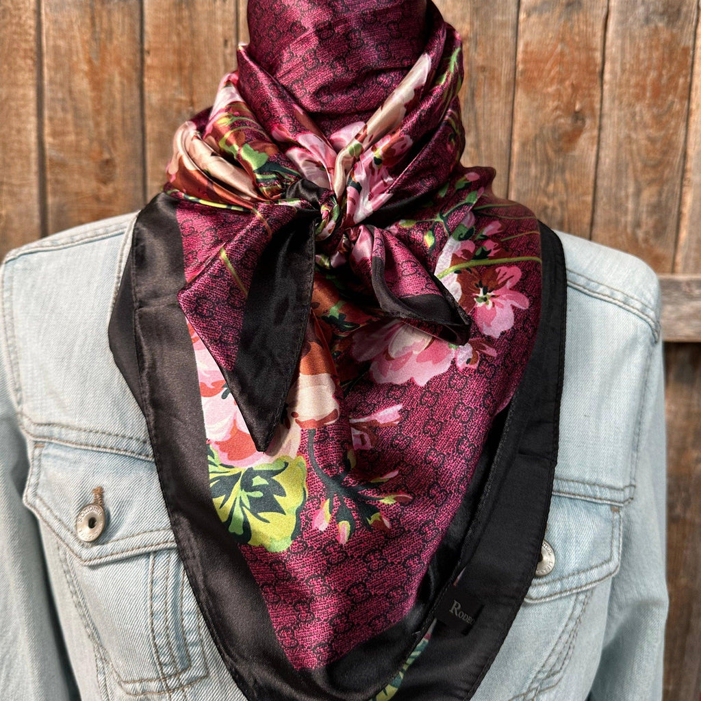 Dark Pink Cherry Blossom Wild Rag - Western Scarf