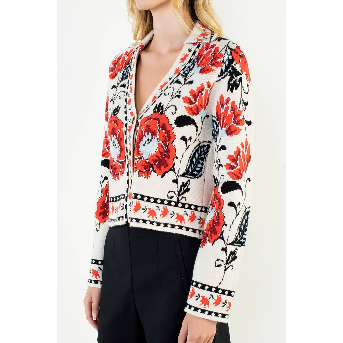 Long Sleeve Pattern Knitted Cardigan