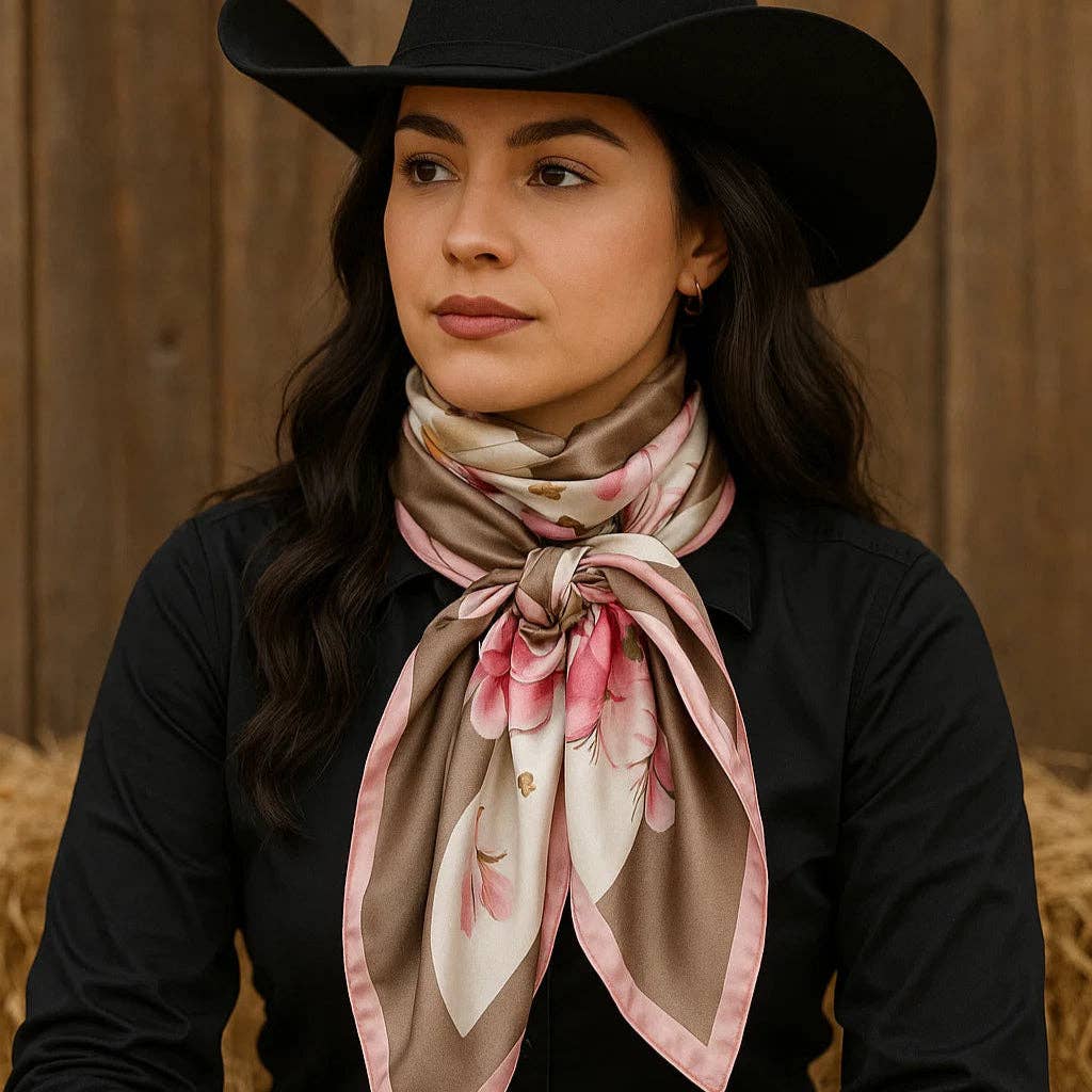 Pretty In Pink Roses Wild Rag - Western Scarf