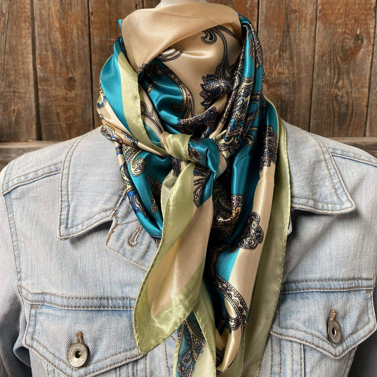 Turquoise Paisley Wild Rag - Western Scarf