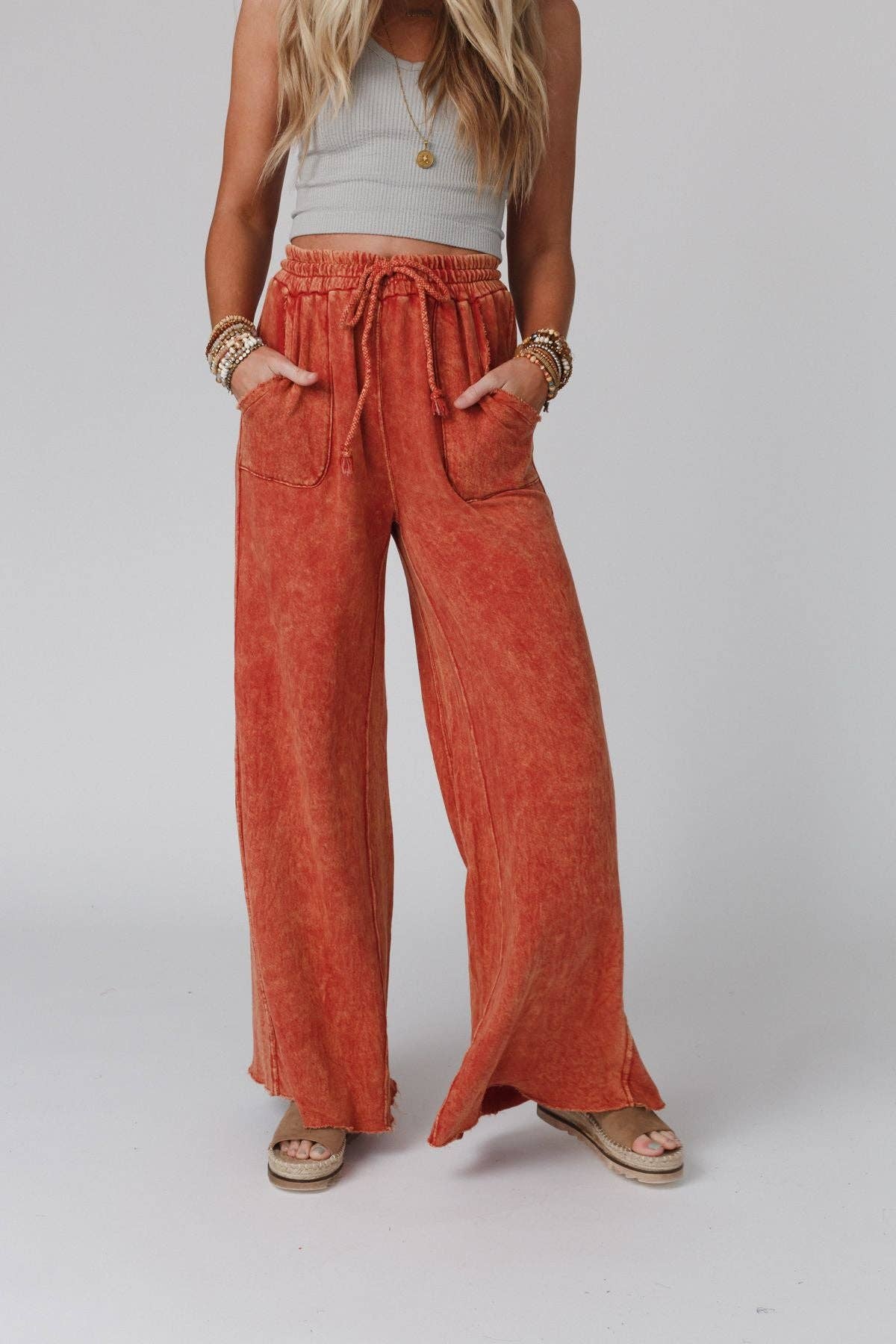 Relax Wide Leg Pant- Brick