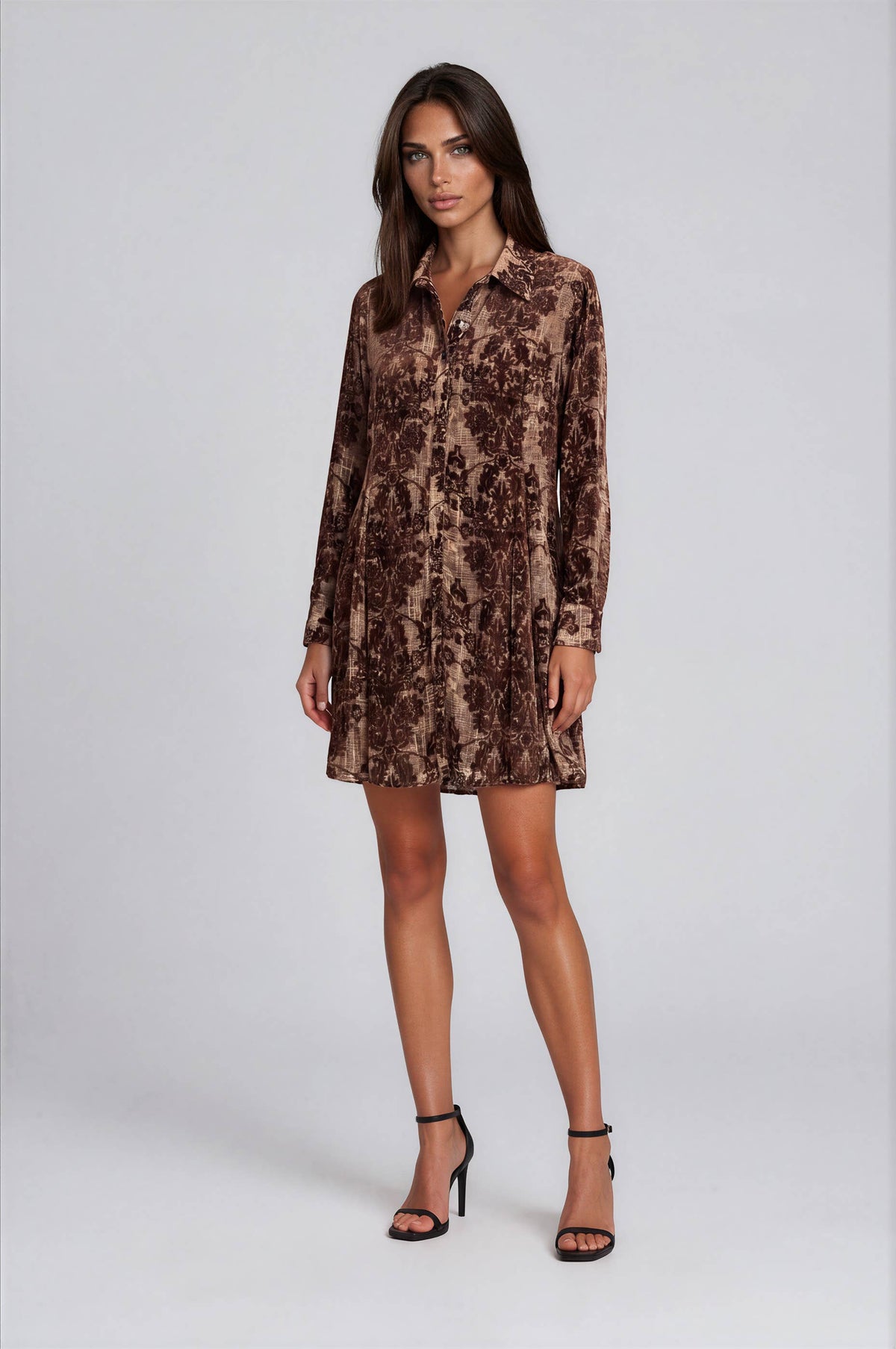 Velvet Burnout Shirt Dress