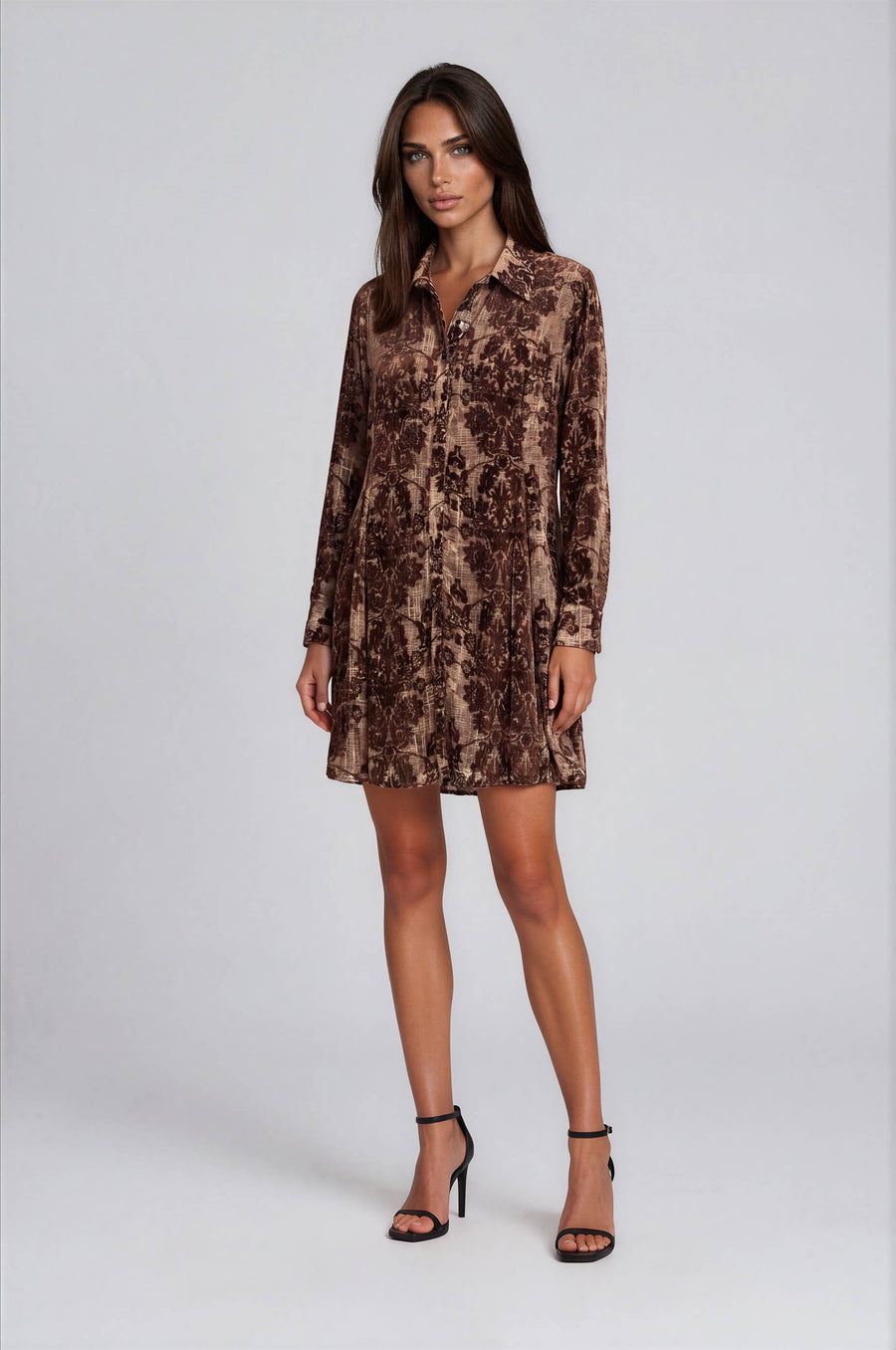 Velvet Burnout Shirt Dress