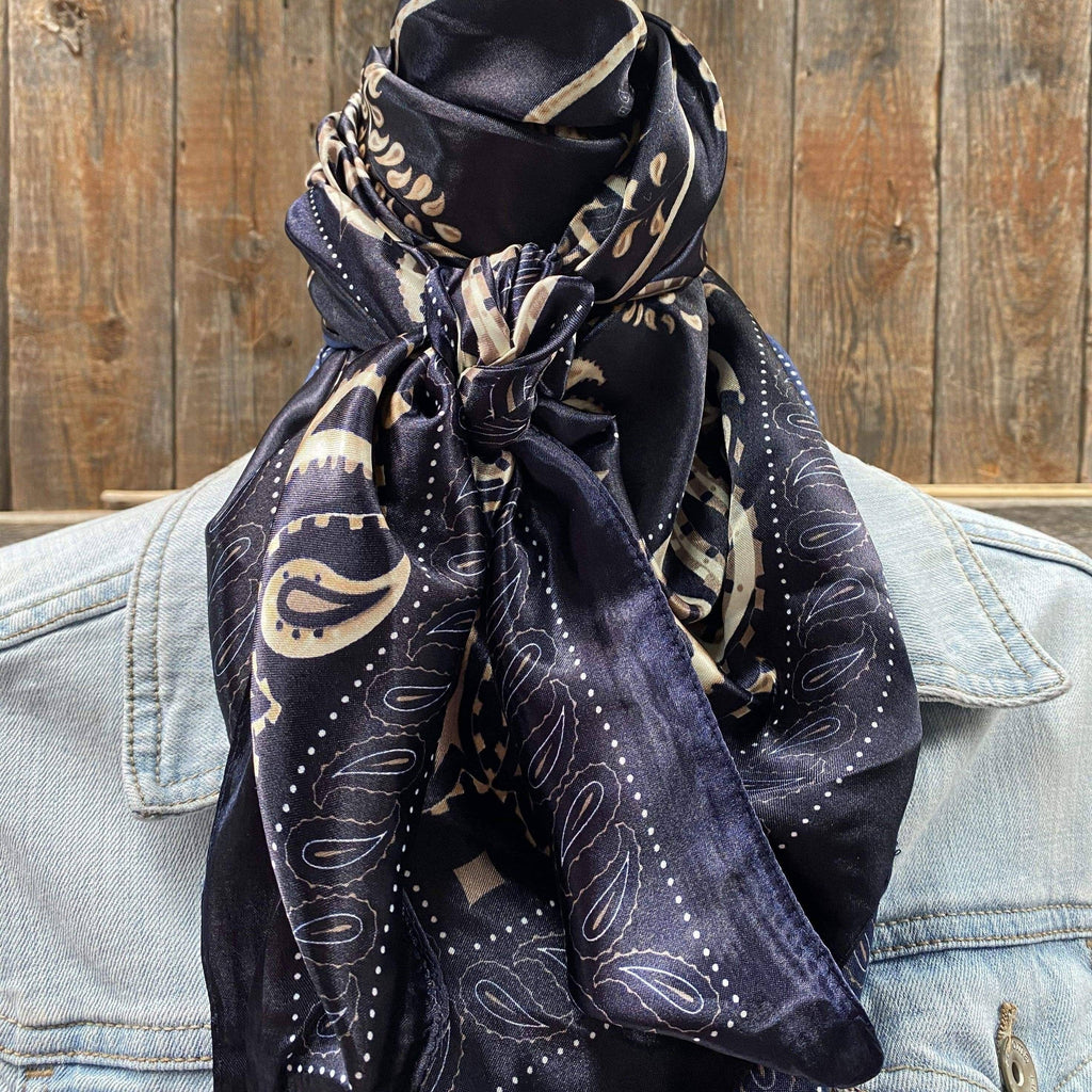 Blue and Cream Paisley Wild Rag - Western Scarf