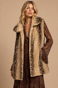 Faux Fawn Longline Plush Vest: BROWN BAMBI
