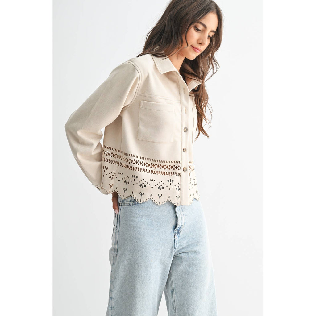 Lasercut Eyelet Detail Jacket