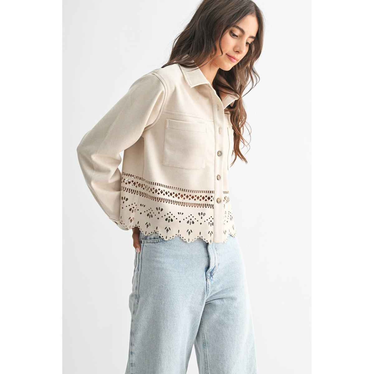 Lasercut Eyelet Detail Jacket
