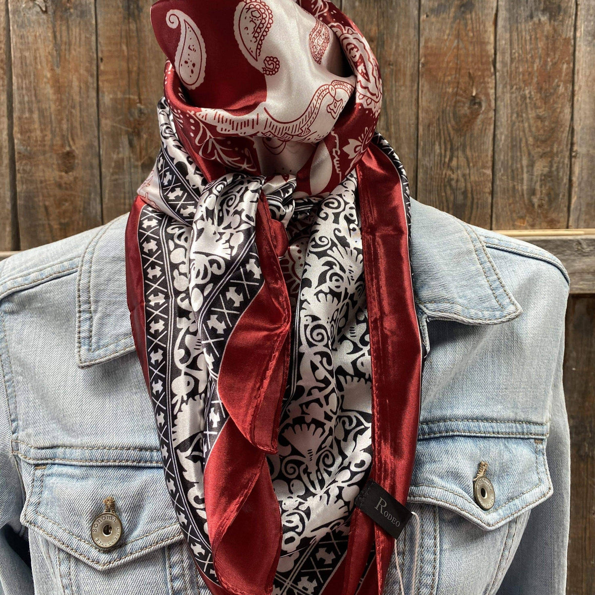 Wine Red/Cream Paisley Wild Rag - Western Scarf
