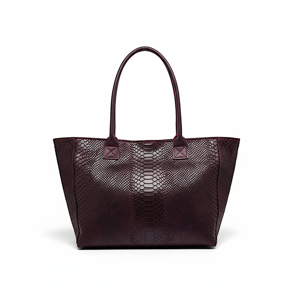 LOLA – Italian Python-Embossed Leather Bag – Burgundy