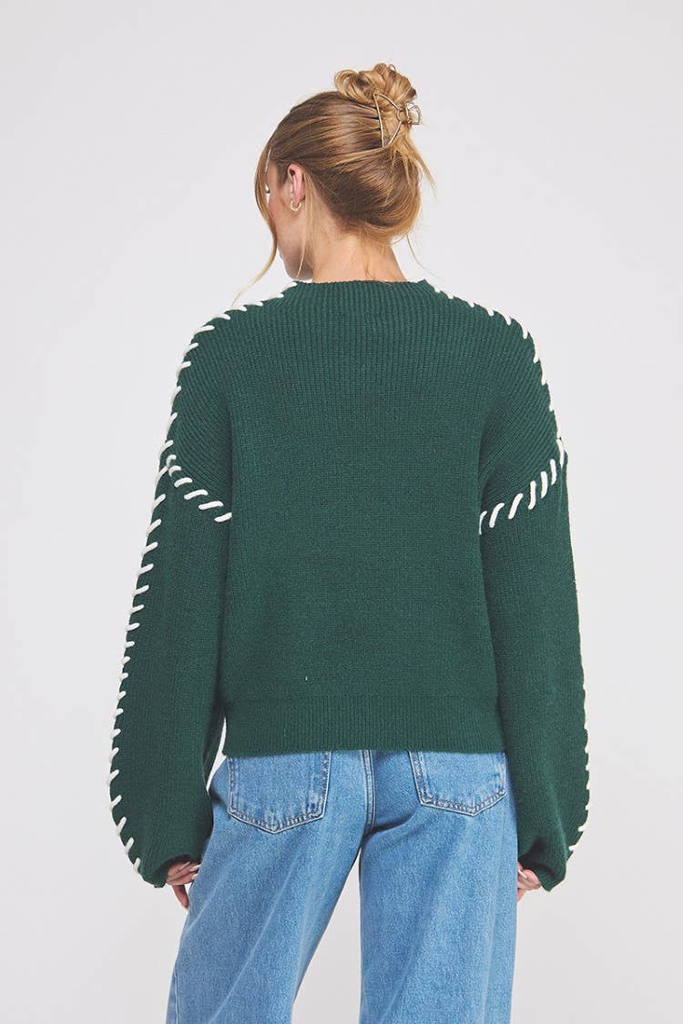 Mock Neck Sweater with Stitch Detail