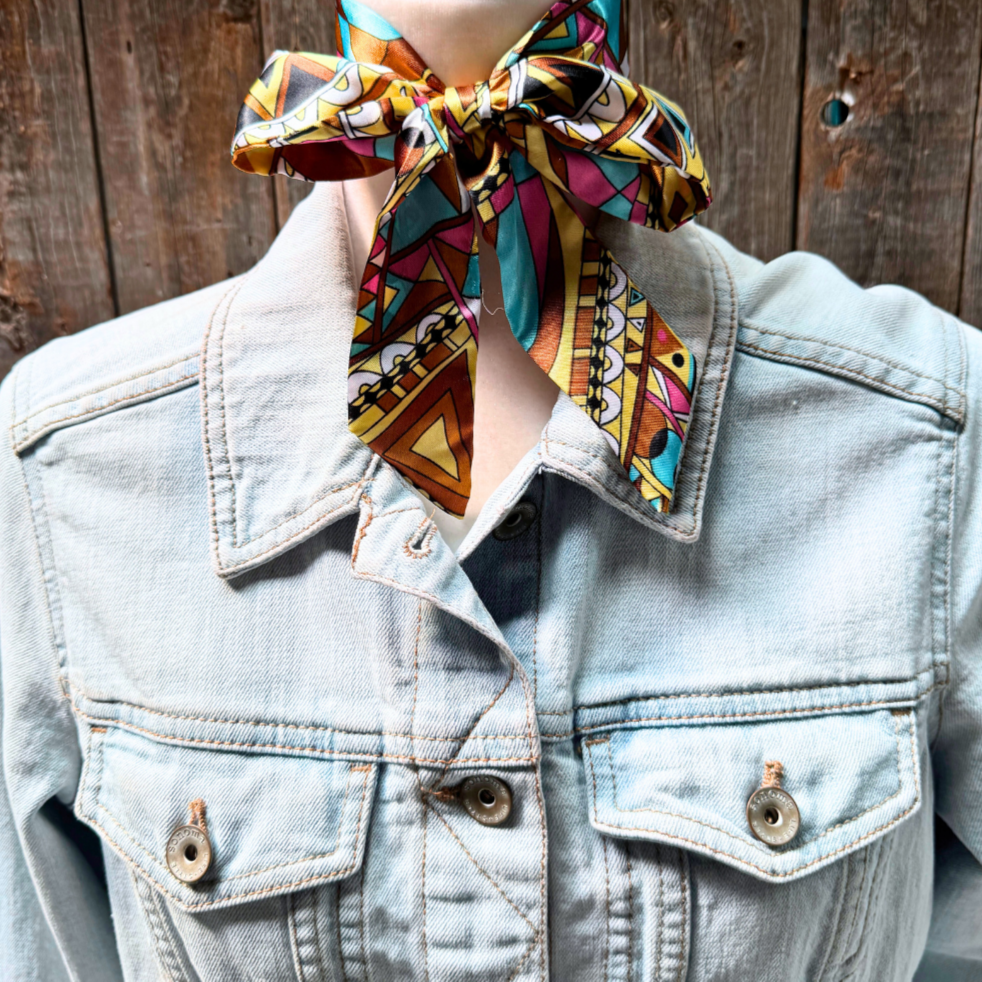 Brown and Yellow Western Skinny Mini Wild Rag Scarf