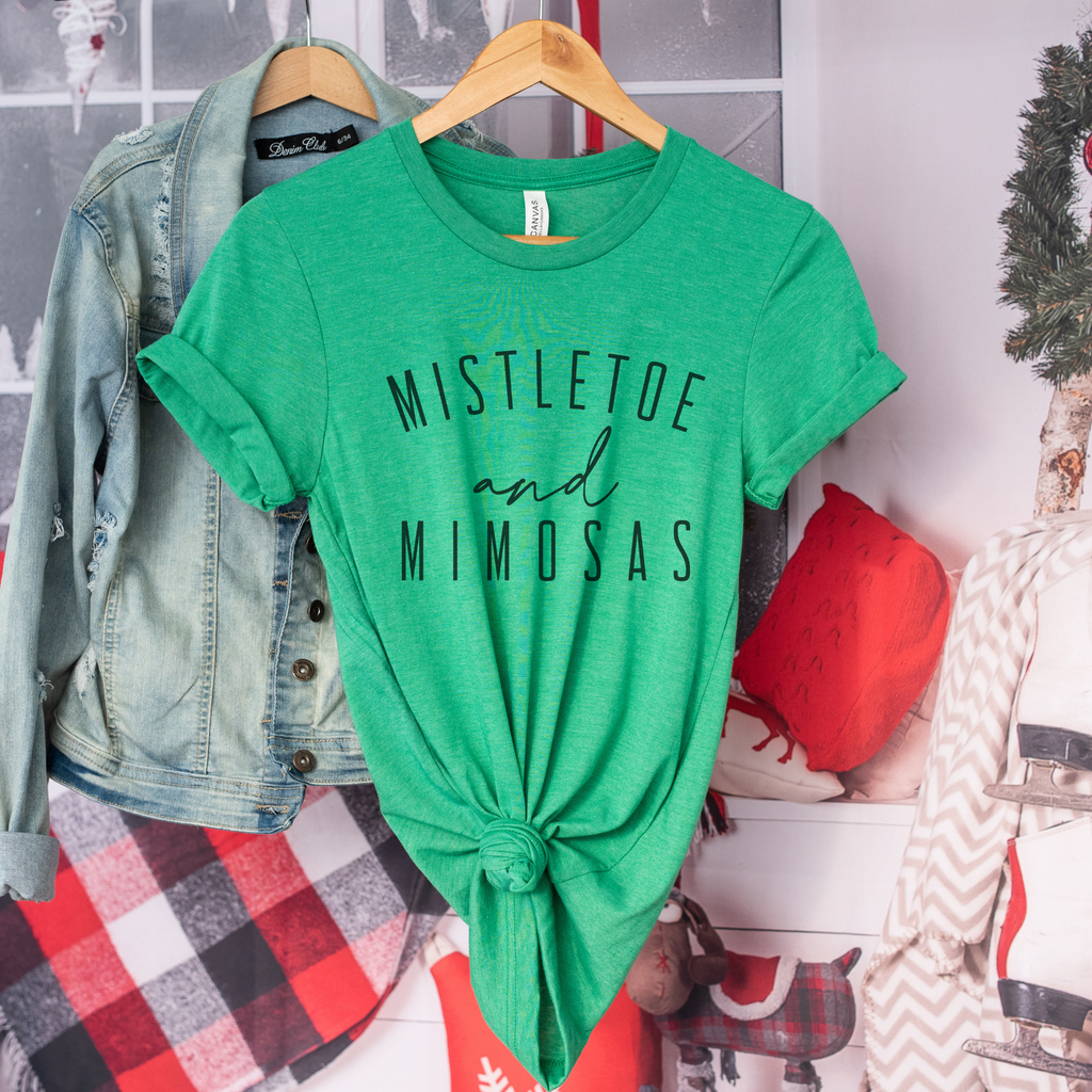 Mistletoe and Mimosas Women's Christmas Graphic Tee