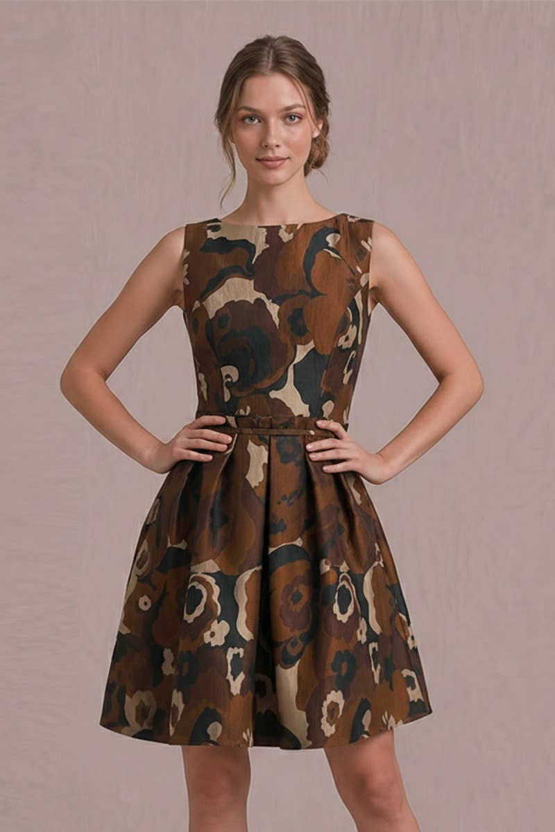 Boat Neck Fit & Flare Mini Dress