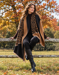 Brown / Black Angled Leopard Reversible Wrap