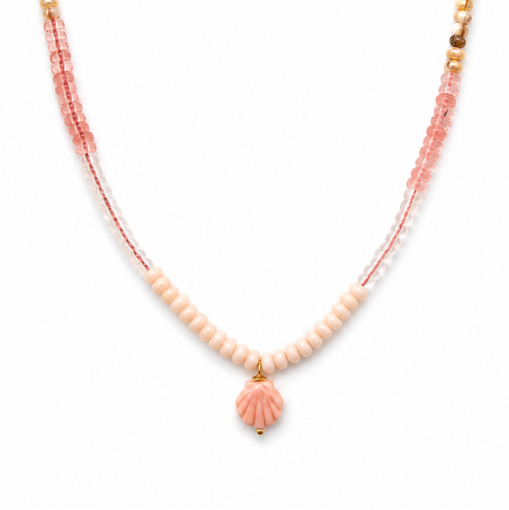 Conch Shell Necklace - Pink Opal