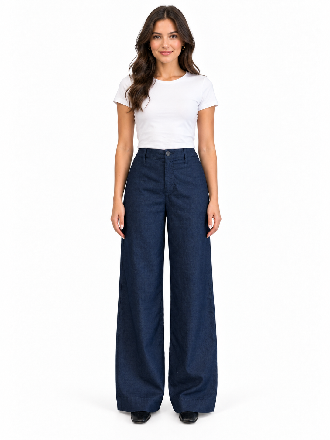 28" Petite Hemp Wide Leg Trouser Pant in Rinse