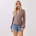 Brush Ribbed Long Sleeve Top: Iron