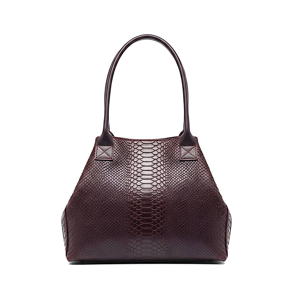 LOLA – Italian Python-Embossed Leather Bag – Burgundy