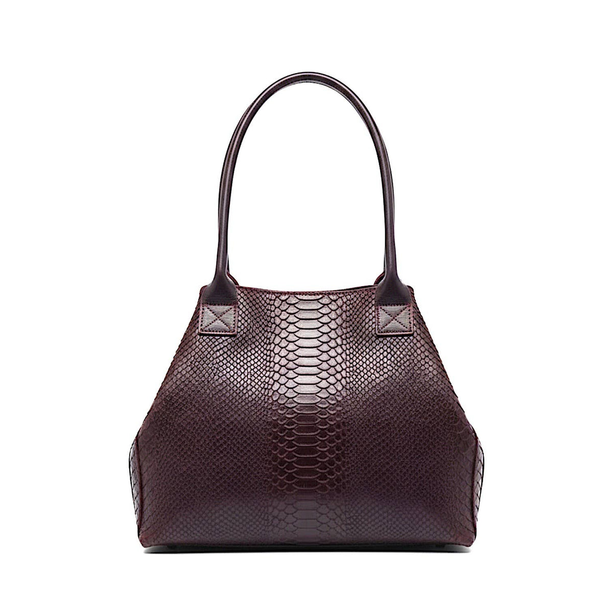LOLA – Italian Python-Embossed Leather Bag – Burgundy