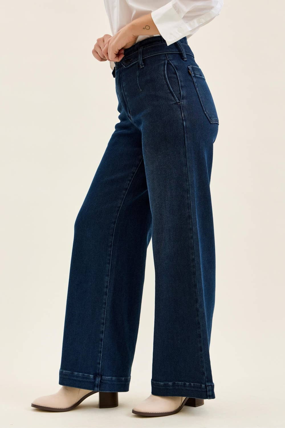 High Waisted Wide Leg Jean: Nightfall Blue