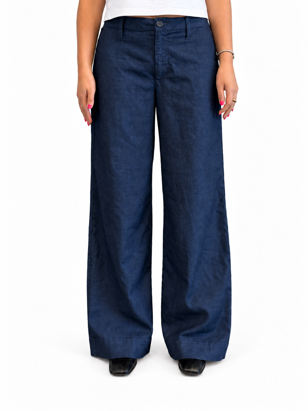 28" Petite Hemp Wide Leg Trouser Pant in Rinse