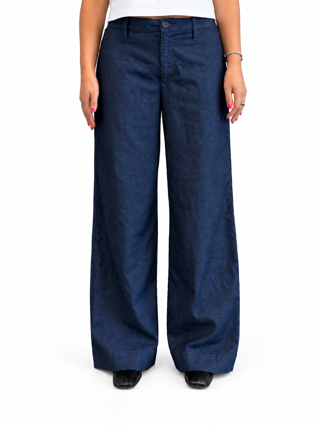28" Petite Hemp Wide Leg Trouser Pant in Rinse