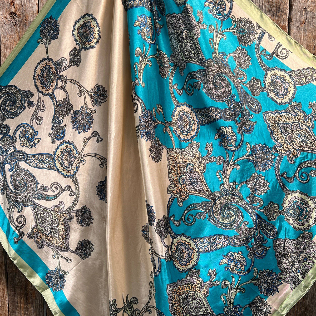 Turquoise Paisley Wild Rag - Western Scarf
