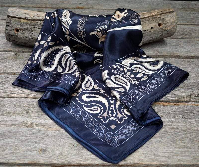 Blue and Cream Paisley Wild Rag - Western Scarf