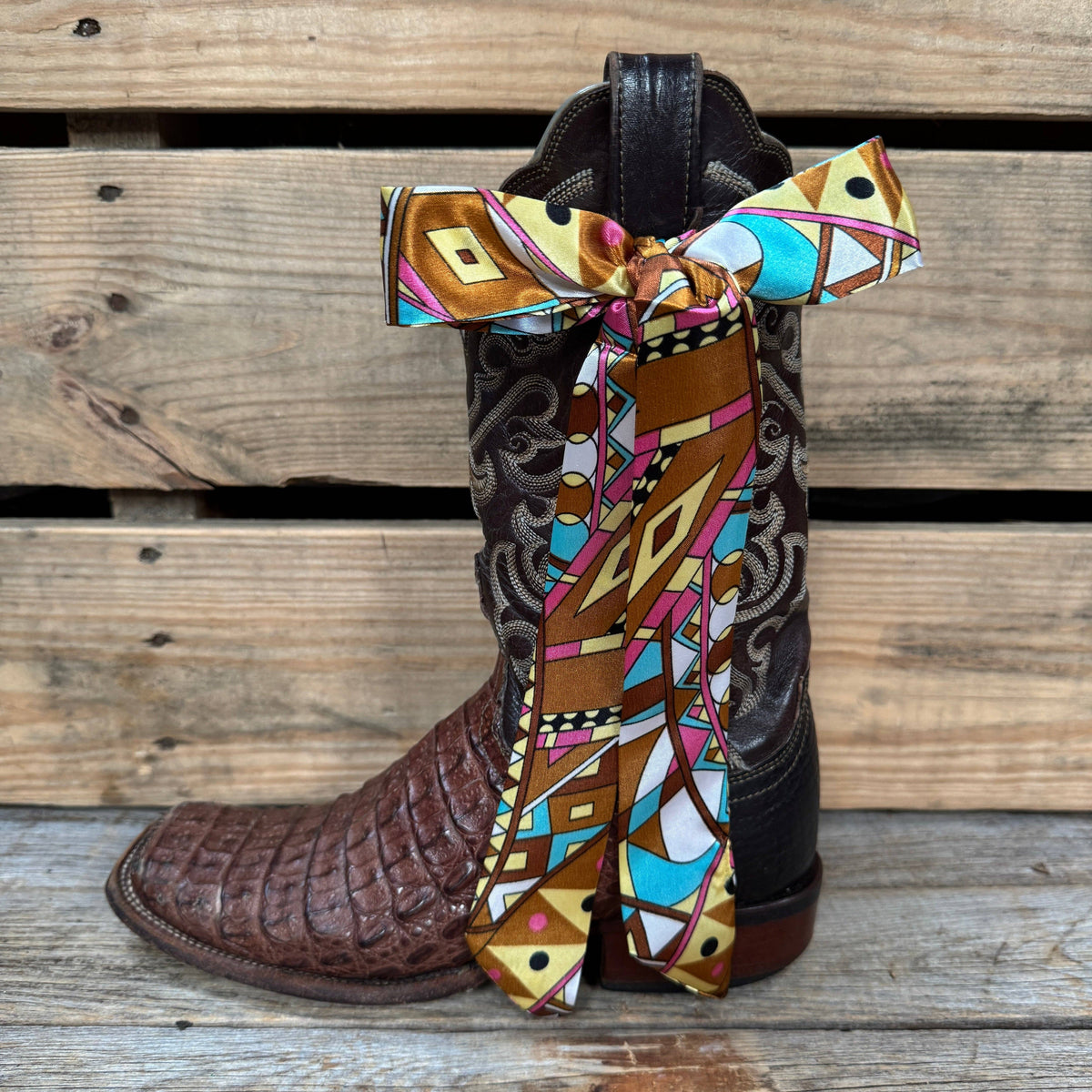 Brown and Yellow Western Skinny Mini Wild Rag Scarf