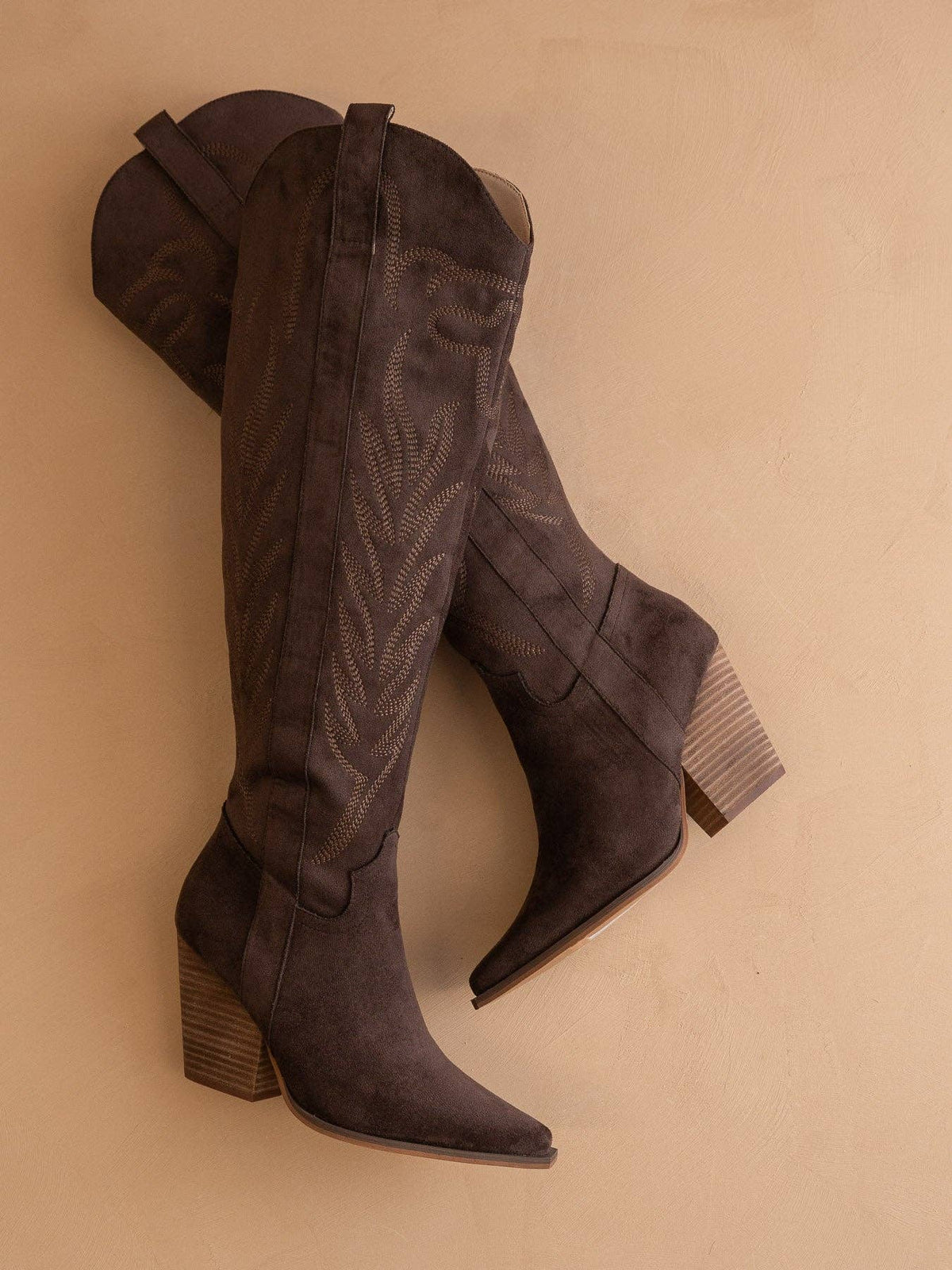 The Bronco | Coffee Knee High Embroidered Cowboy Fall Boot