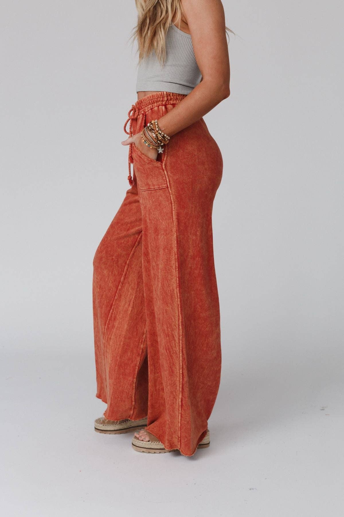 Relax Wide Leg Pant- Brick