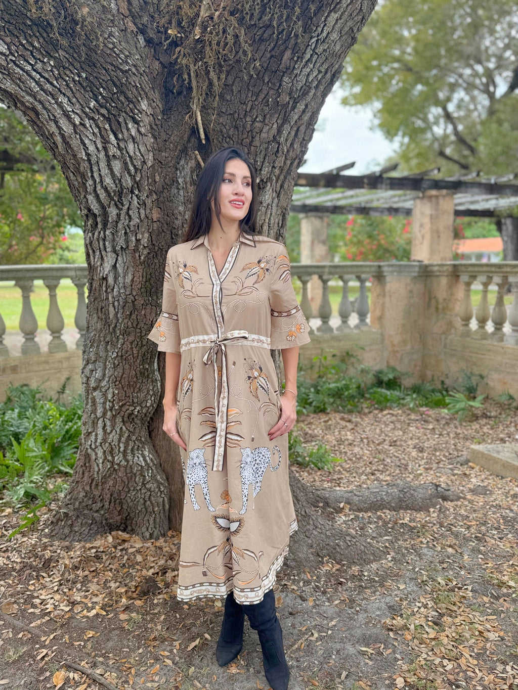 Cape Midi Dress: Oasis Sand