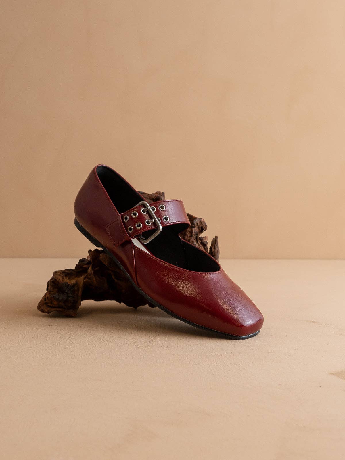 The Soho | Wine Ballet Fall Flat with Buckle