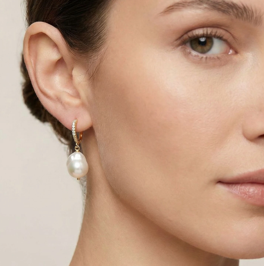 Baroque Pearl Earrings- Gold