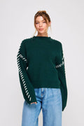 Mock Neck Sweater with Stitch Detail