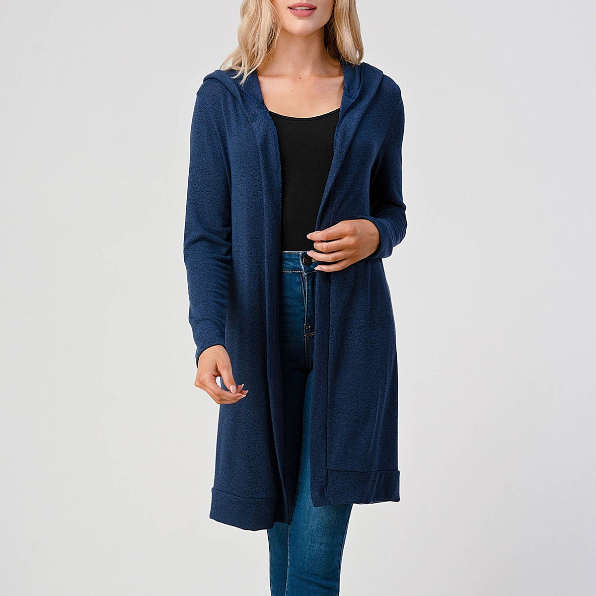Hooded Open Front Knit Cardigan