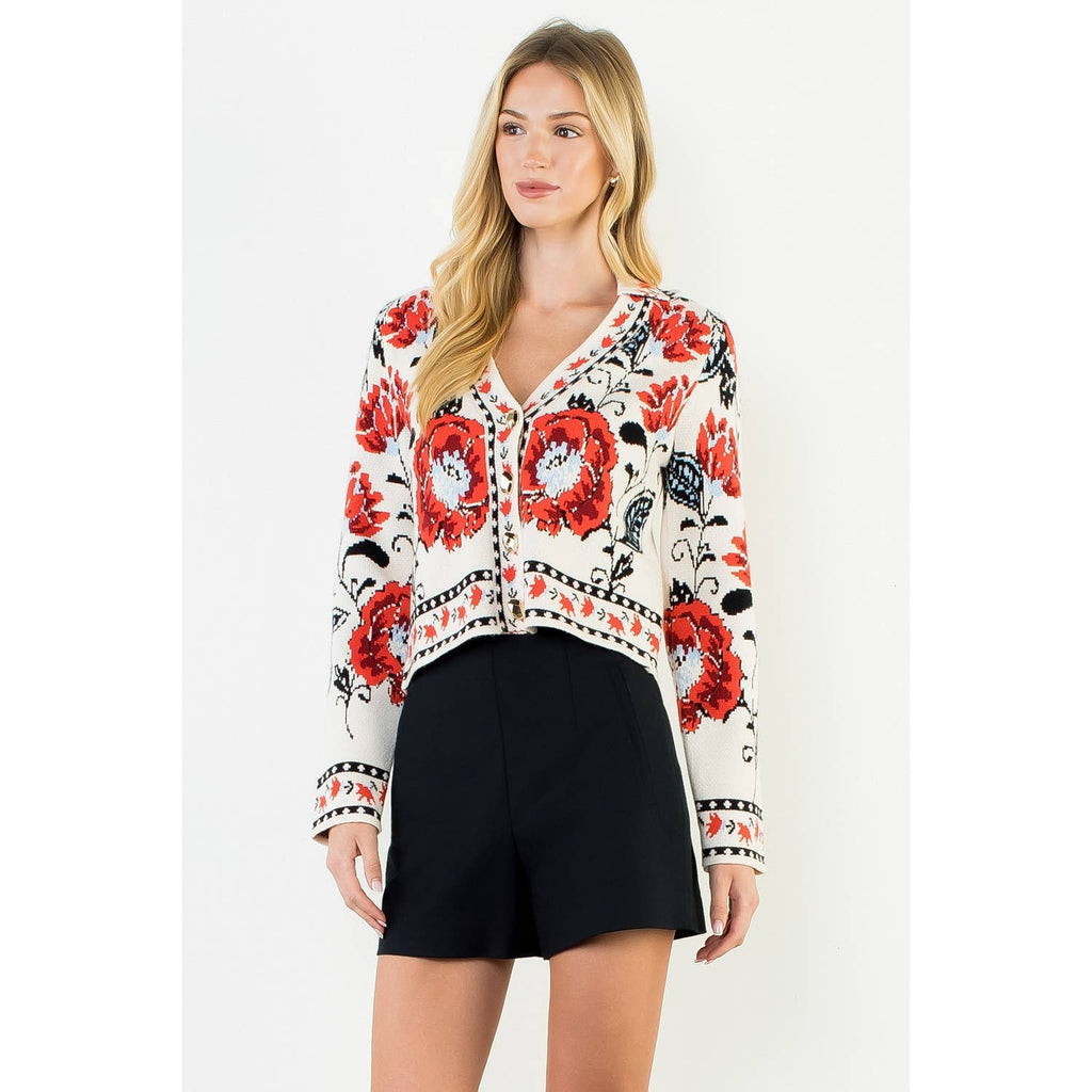Long Sleeve Pattern Knitted Cardigan