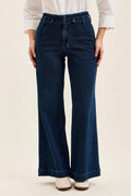 High Waisted Wide Leg Jean: Nightfall Blue