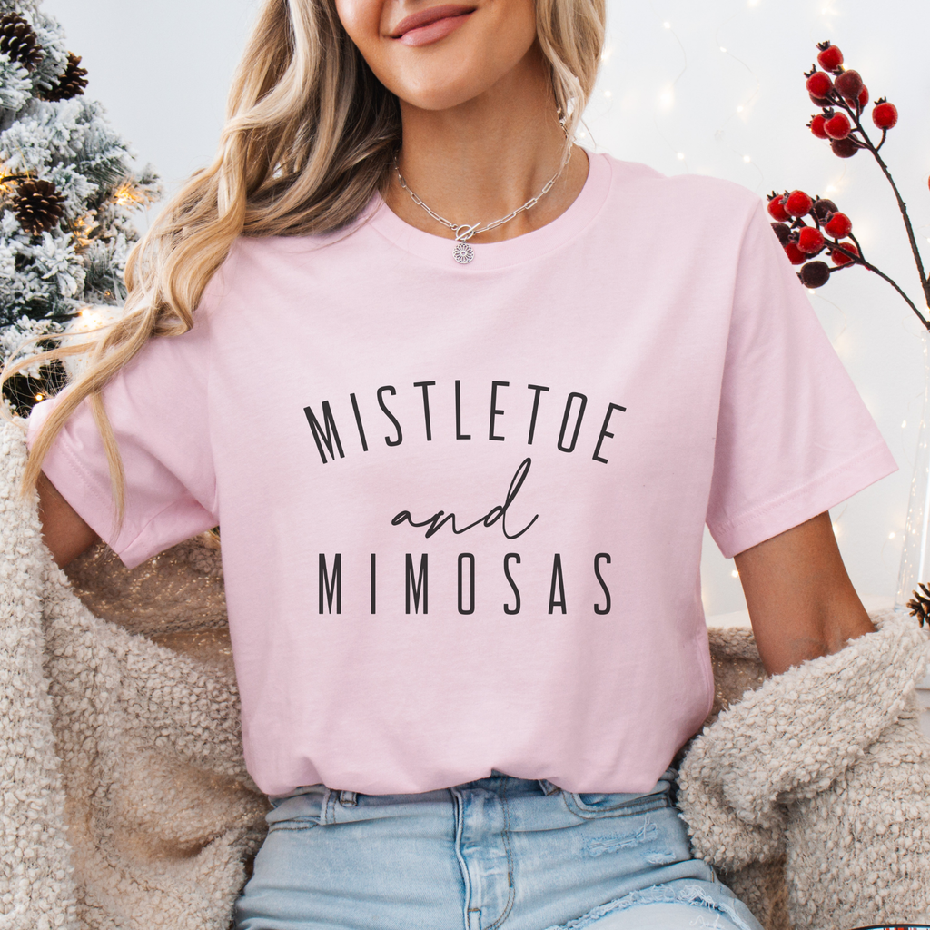 Mistletoe and Mimosas Women's Christmas Graphic Tee