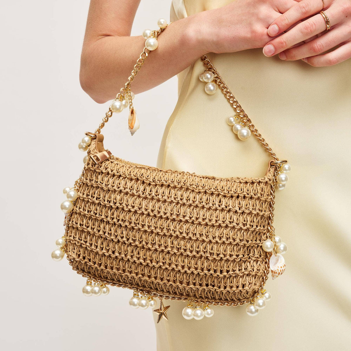 Seasonal Seashell Straw Evening Bag