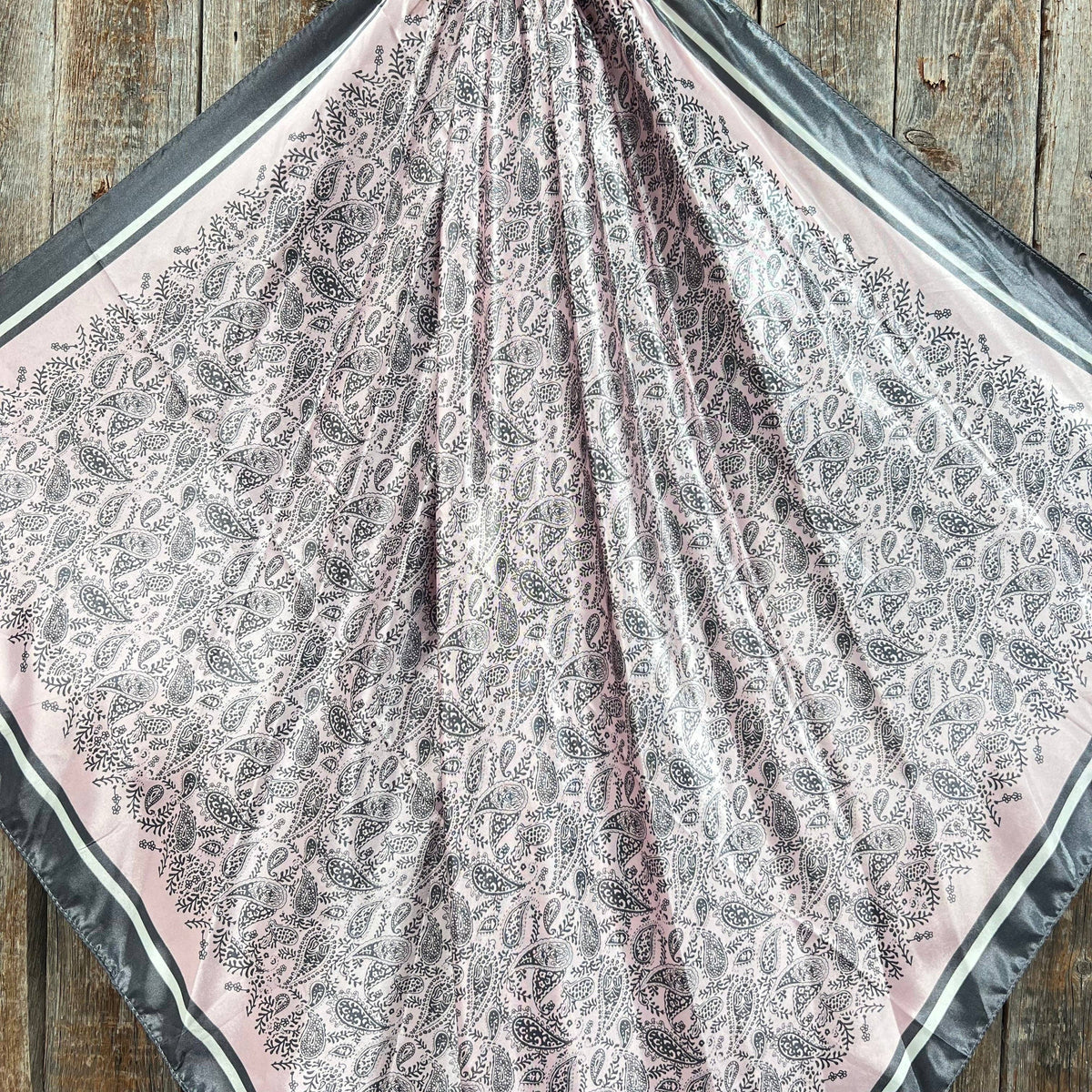 Pink & Grey Paisley Wild Rag - Western Scarf