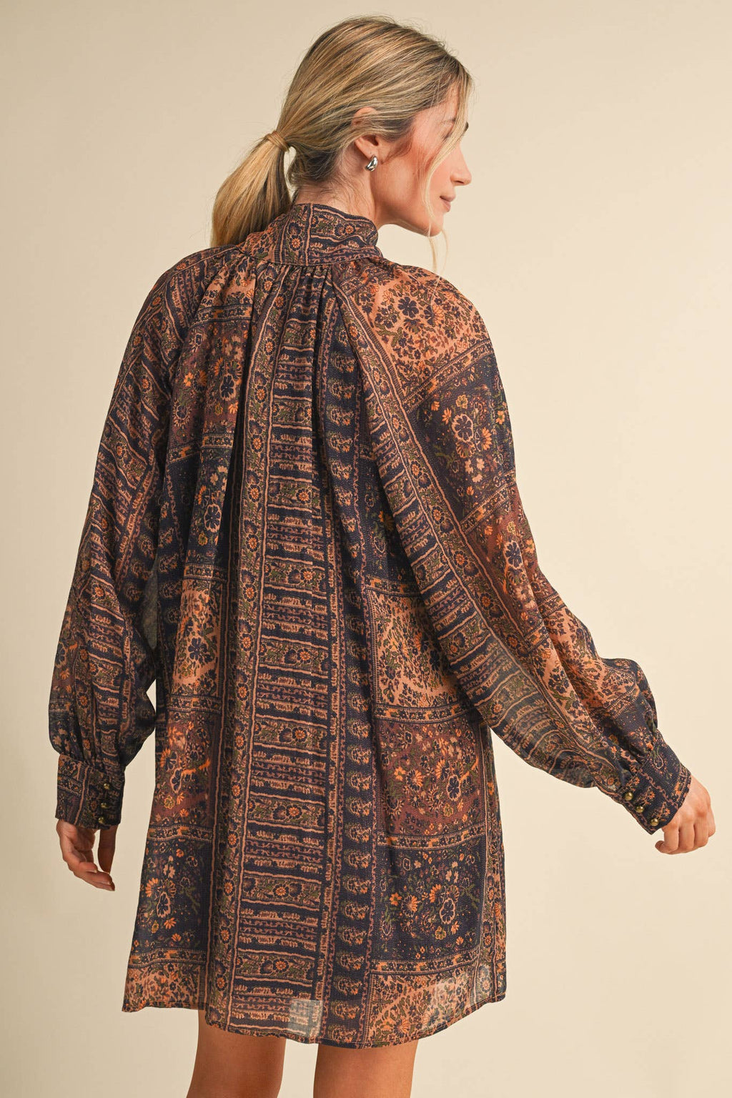 Vintage Lurex Tie Neck Mini Dress