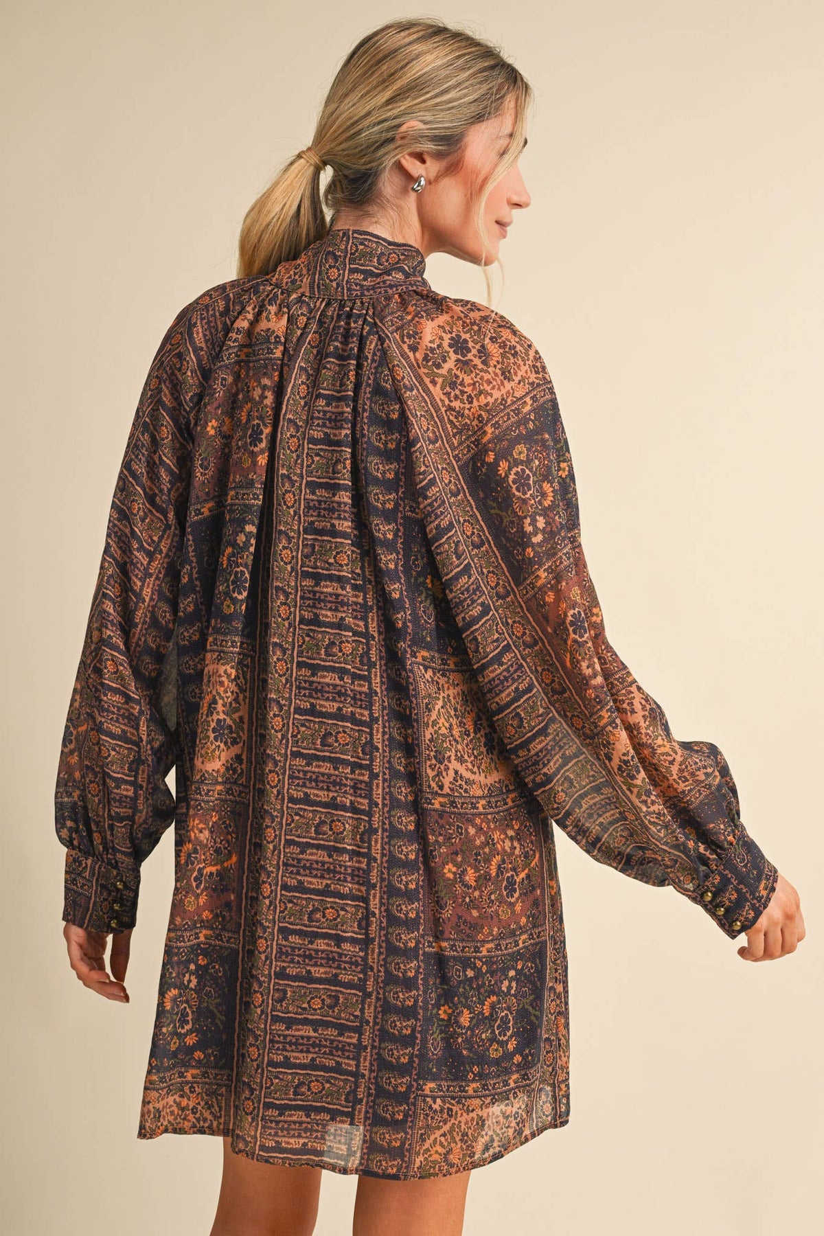 Vintage Lurex Tie Neck Mini Dress