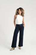 Petite 29" Slim Wide Leg Jean w/ Double Stacked Waistband