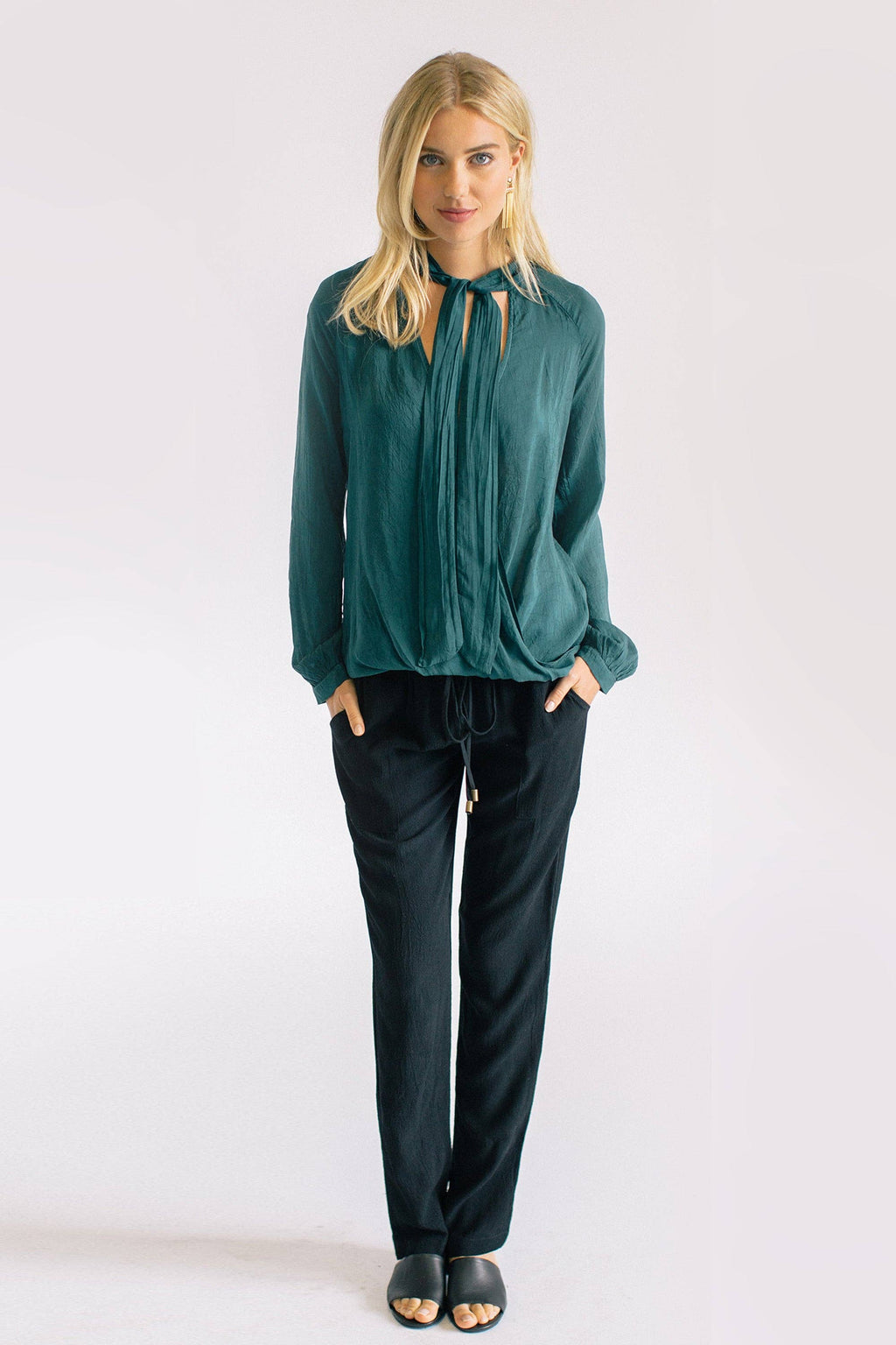 Tie Front Top: Teal
