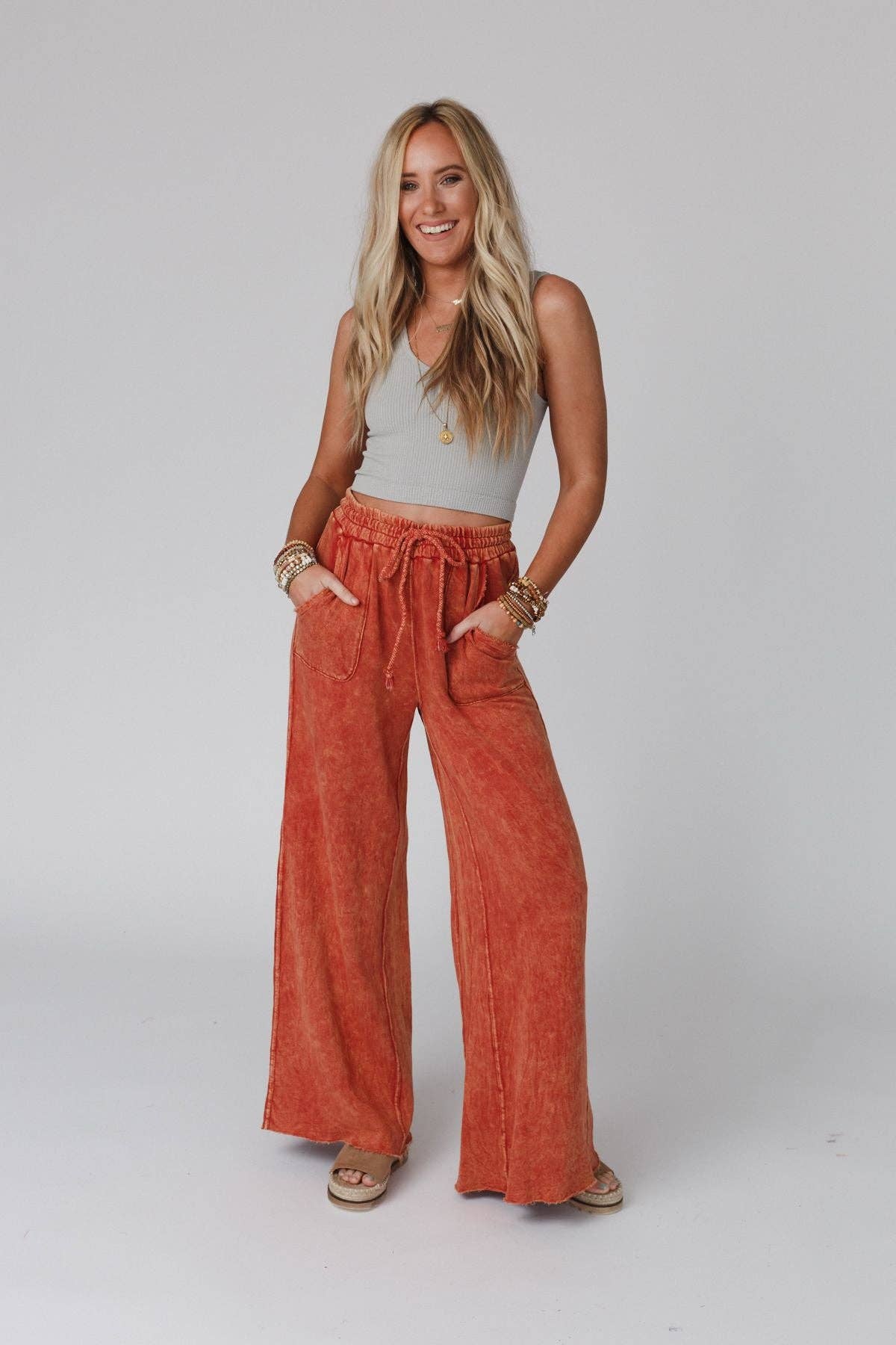 Relax Wide Leg Pant- Brick
