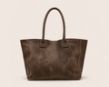 LOLA – Italian Python-Embossed Leather Bag – Dark Taupe