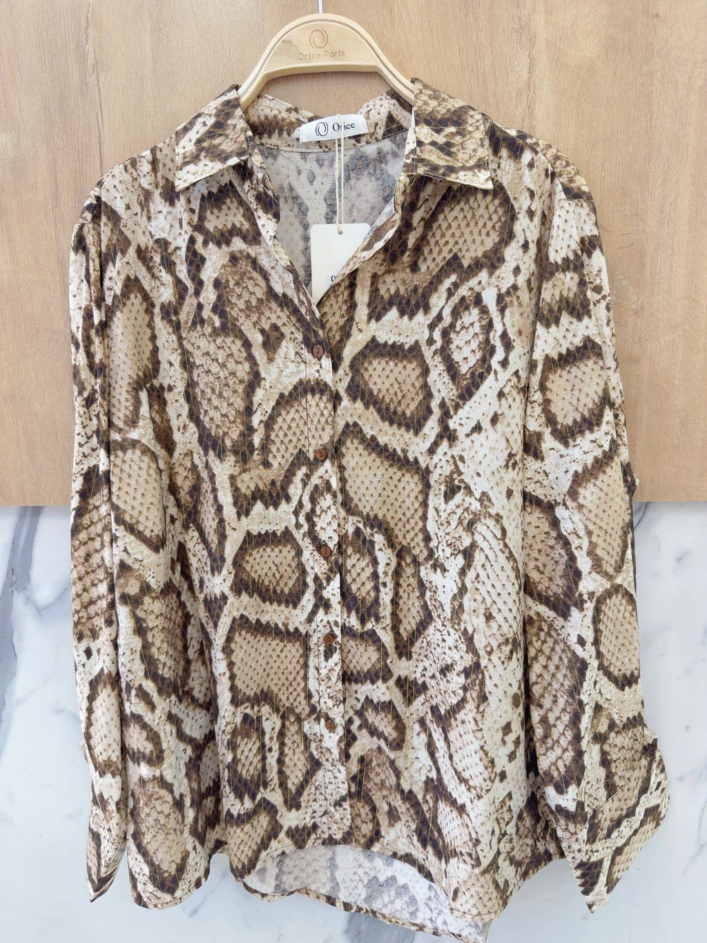 Snake Print Button Blouse